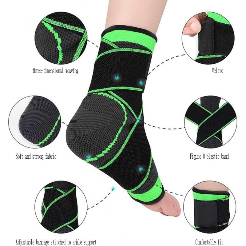 Attelle de cheville pour femmes hommes, enveloppe de soutien de cheville réglable, chaussettes de compression de cheville pour