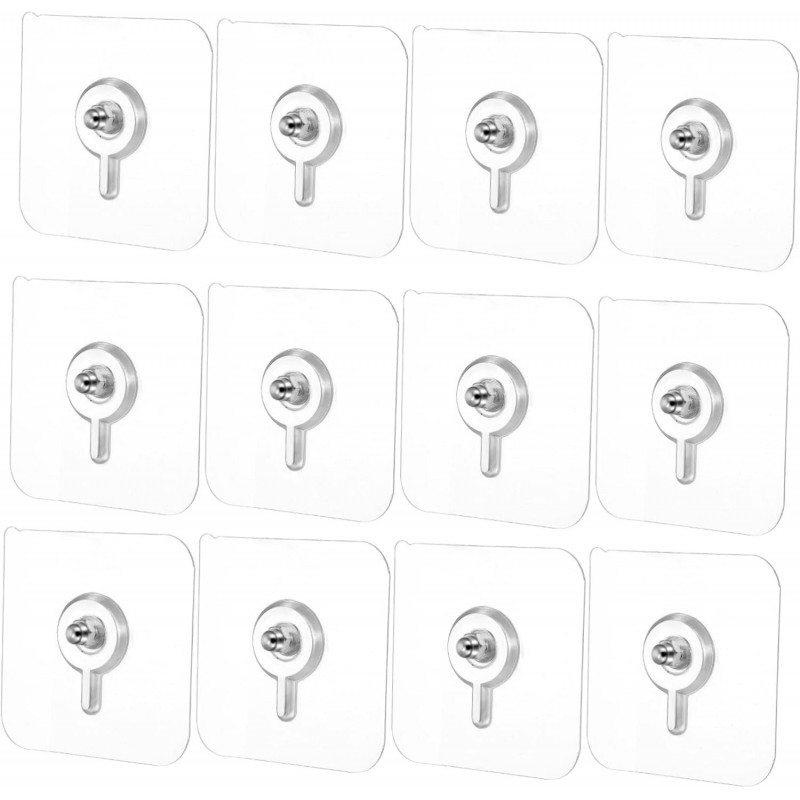 Homoyoyo 12 Pièces Crochet à Vis Crochets Adhésifs Sans Soudure Crochets Muraux Crochets Sans Vis Transparents Transparents