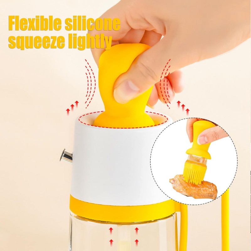 xbaihuix Multifonction Huile D'olive Distributeur 2 en 1 Verre Bouteille D'huile avec Brosse En Silicone pour Cuisine BBQ