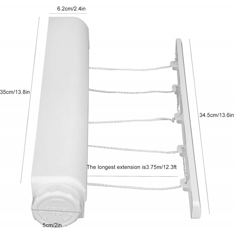 Beufee Corde à Linge rétractable, étendoir à Linge Mural Extensible Corde à Linge rétractable étendoir à Linge Mural pour