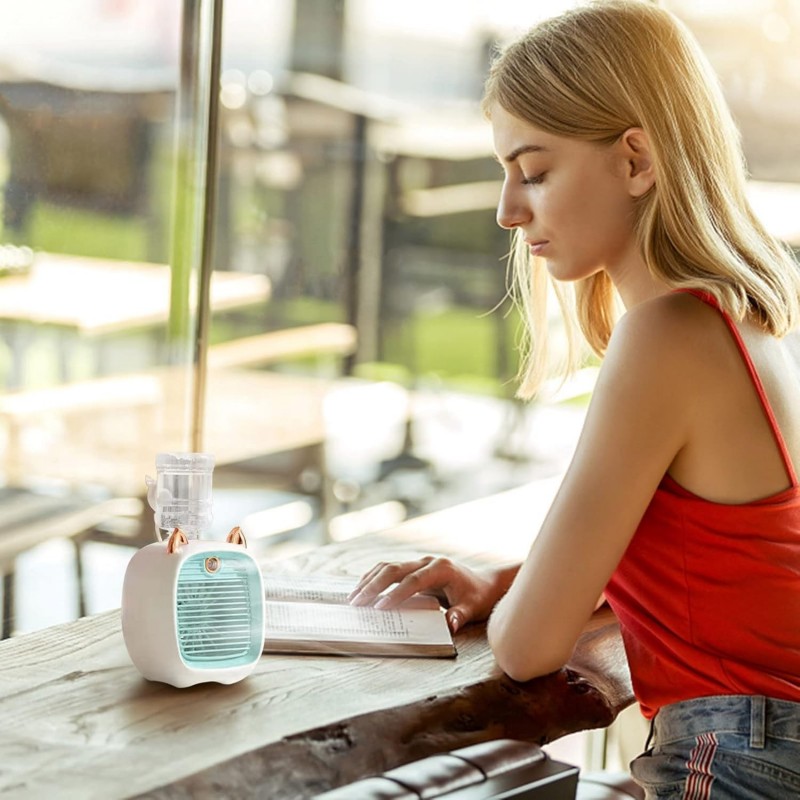 Ventilateur de climatiseur portable pour enfants, mini refroidisseur d'air évaporatif rechargeable en 3 vitesses, ventilateur et