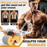 Ailinkor Roue abdominale – Rouleau abdominal avec support de coude, roue abdominale à rebond automatique avec 4 coudières,