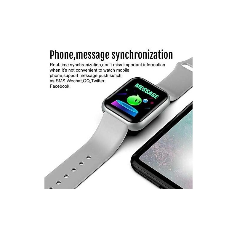 Montre intelligente Y68 étanche avec moniteur de fréquence cardiaque pour iOS Android (blanc)