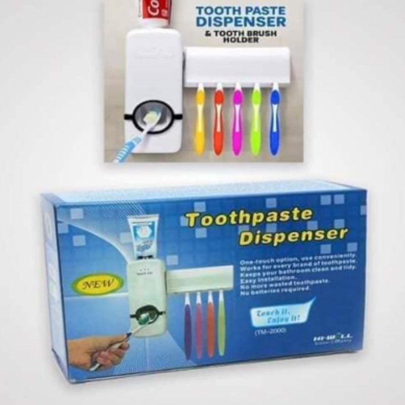 Dentifrice Distributeur et Brosse à Dents Titulaire – Automatique Mains Libres Dentifrice Squeezer avec Support Mural Rack de