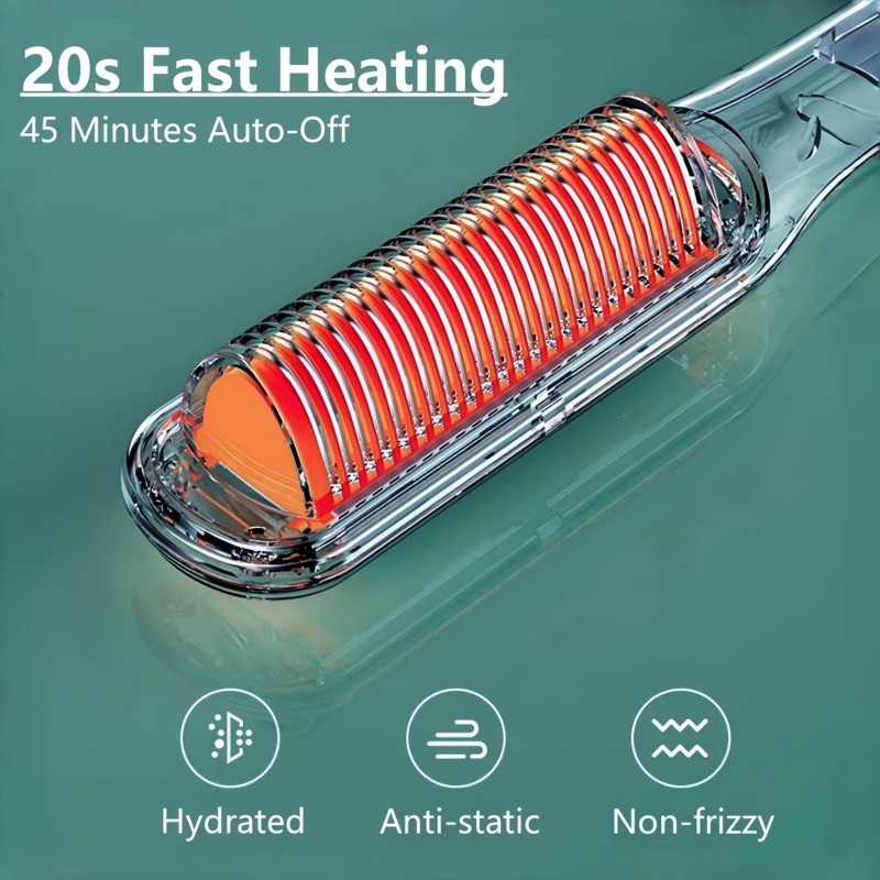 flintronic Brosse Lissante Pour Cheveux, Anti-BrûLure Lisseur Cheveux Professionnel, 30s Chauffage Rapide Fers à Lisser Négatifs