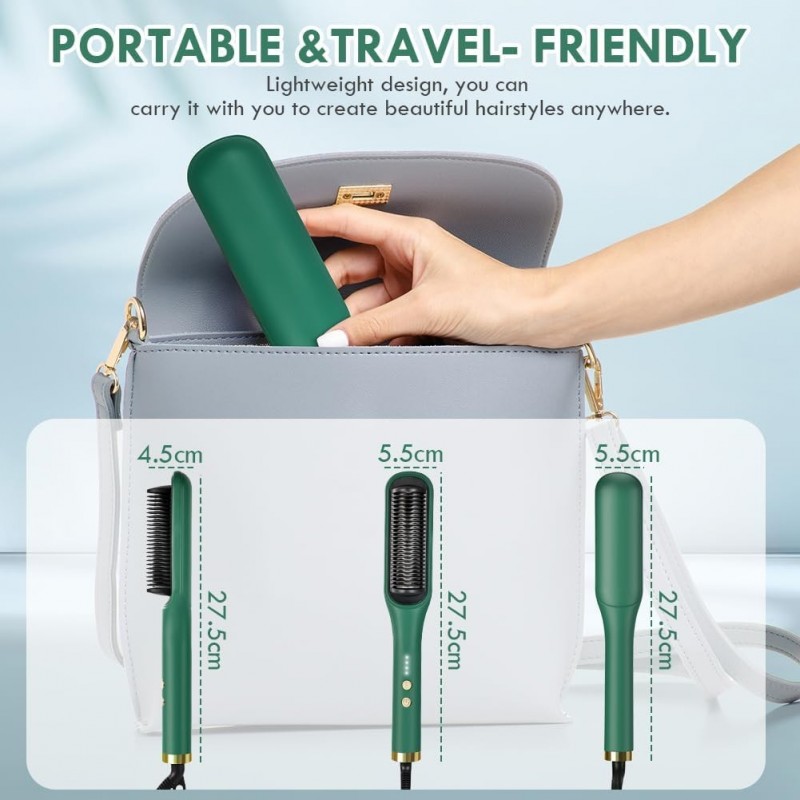 flintronic Brosse Lissante Pour Cheveux, Anti-BrûLure Lisseur Cheveux Professionnel, 30s Chauffage Rapide Fers à Lisser Négatifs