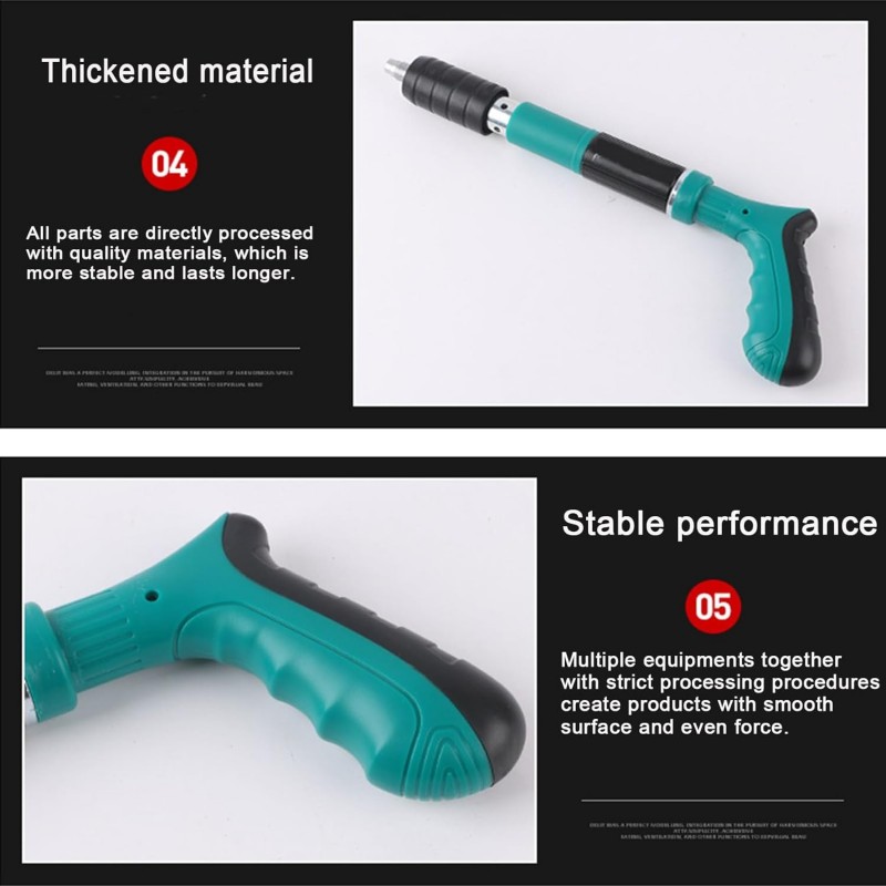 Dnoyevvs Pistolet à clous manuel en acier pour pistolet à ongles rond avec 110 clous ronds, pistolet à clous à béton vert,