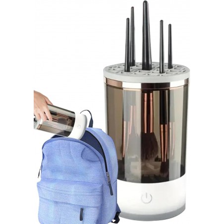 Nettoyeur de pinceaux de maquillage électrique, ensemble de nettoyage automatique de pinceaux cosmétiques, nettoyeur de pinceaux