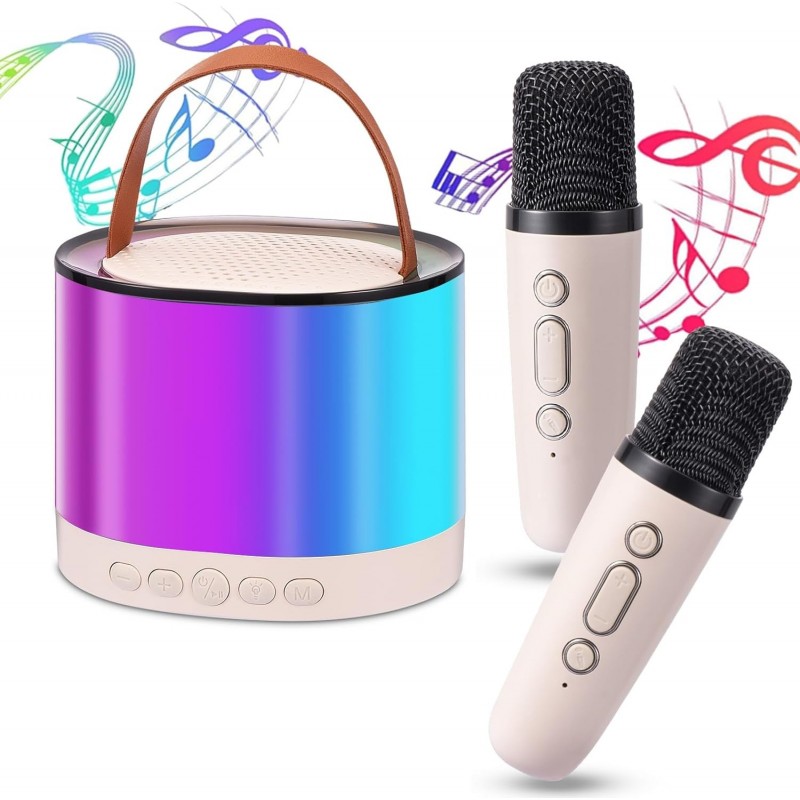 Micro Machine Micro Karaoke Enfants avec 2 Micro sans Fil Karaoke Enfant de Karaoké avec 4 Effets Sonores Variables et LumièRes