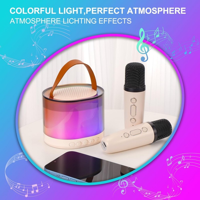 Micro Machine Micro Karaoke Enfants avec 2 Micro sans Fil Karaoke Enfant de Karaoké avec 4 Effets Sonores Variables et LumièRes