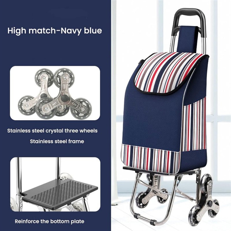 عربات فائدة التسوق المحمولة عربة عربة حقيبة التسوق على عجلات للطي تحمل قوي سلة التسوق القابلة للتسوق .عربة التسوق (Color : 7)