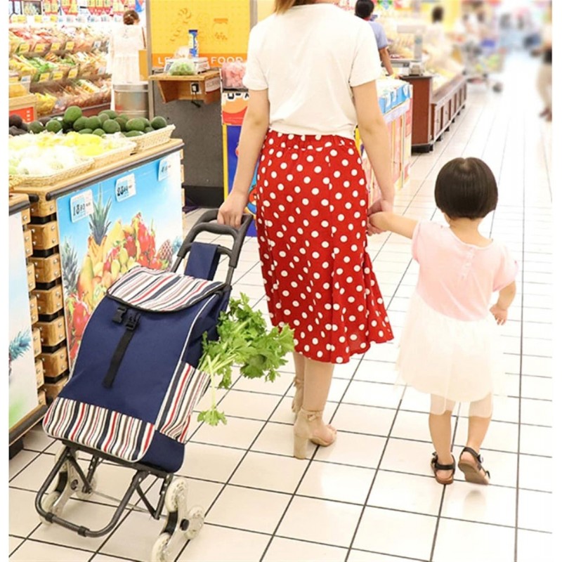 عربات فائدة التسوق المحمولة عربة عربة حقيبة التسوق على عجلات للطي تحمل قوي سلة التسوق القابلة للتسوق .عربة التسوق (Color : 7)