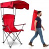 Chaise de camping avec auvent, chaise pliante pour l'extérieur avec parasol réglable UPF 50 + et porte-table, inclinable