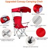 Chaise de camping avec auvent, chaise pliante pour l'extérieur avec parasol réglable UPF 50 + et porte-table, inclinable