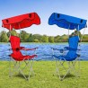 Chaise de camping avec auvent, chaise pliante pour l'extérieur avec parasol réglable UPF 50 + et porte-table, inclinable