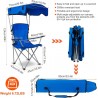 Chaise de camping avec auvent, chaise pliante pour l'extérieur avec parasol réglable UPF 50 + et porte-table, inclinable