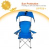 Chaise de camping avec auvent, chaise pliante pour l'extérieur avec parasol réglable UPF 50 + et porte-table, inclinable