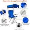 Chaise de camping avec auvent, chaise pliante pour l'extérieur avec parasol réglable UPF 50 + et porte-table, inclinable