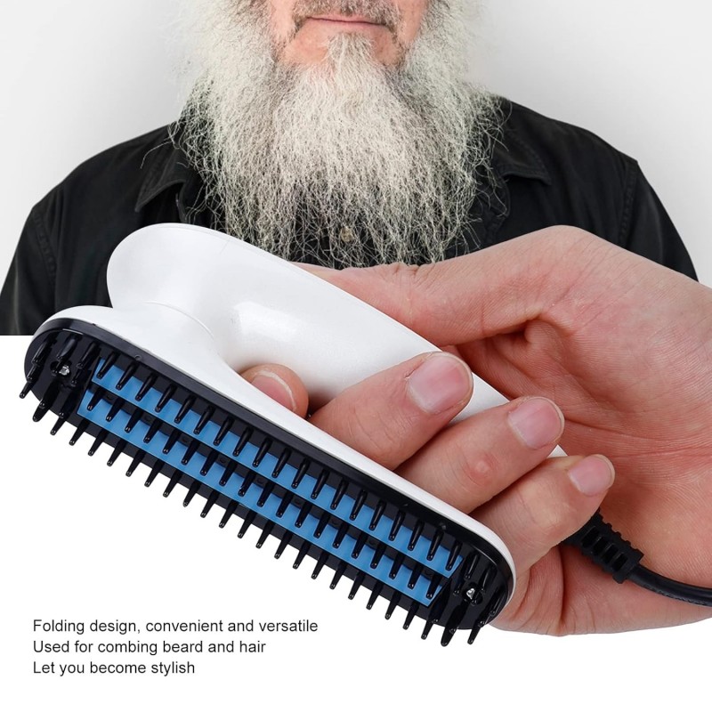 OROBA¨ Beard Straightener Comb, Heated Straight Comb Folding Design 180¡ Ration Electric Beard Brush Easy To Store for Men's