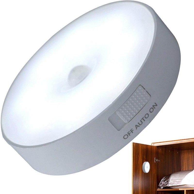 Veilleuse à mouvement, lampe intelligente à LED ronrechargeable avec trois modes d'éclairage et forte aspiration magnétique pour