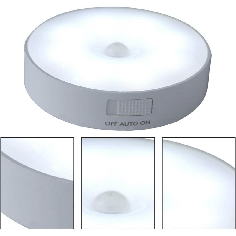 Veilleuse à mouvement, lampe intelligente à LED ronrechargeable avec trois modes d'éclairage et forte aspiration magnétique pour