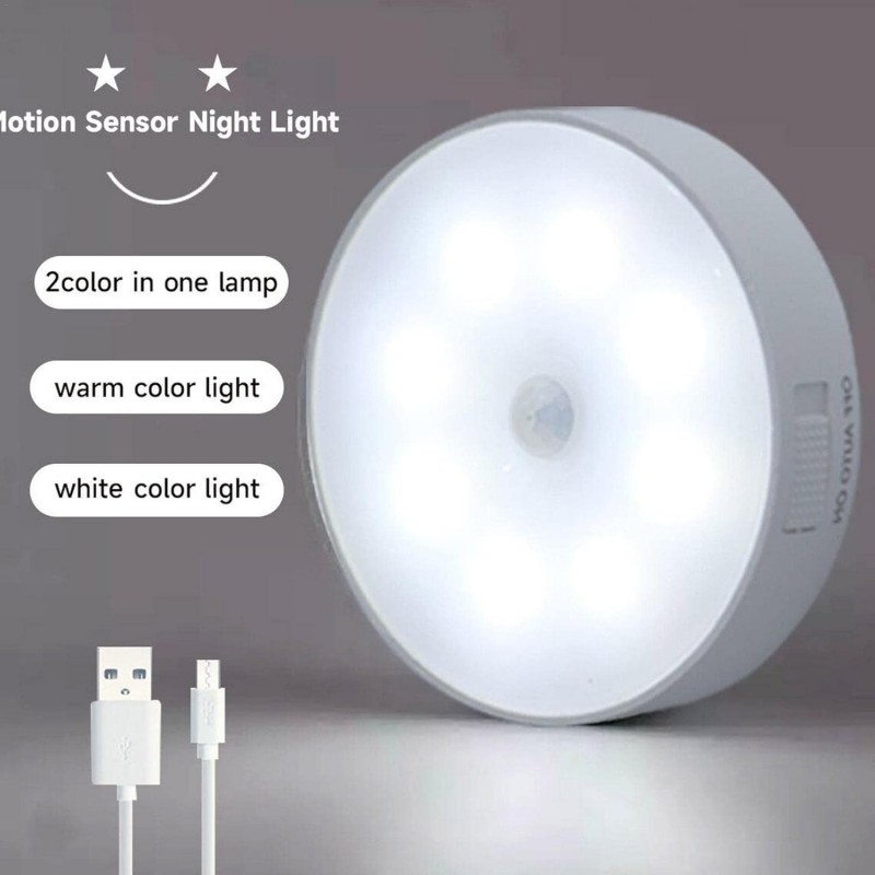 Veilleuse à mouvement, lampe intelligente à LED ronrechargeable avec trois modes d'éclairage et forte aspiration magnétique pour