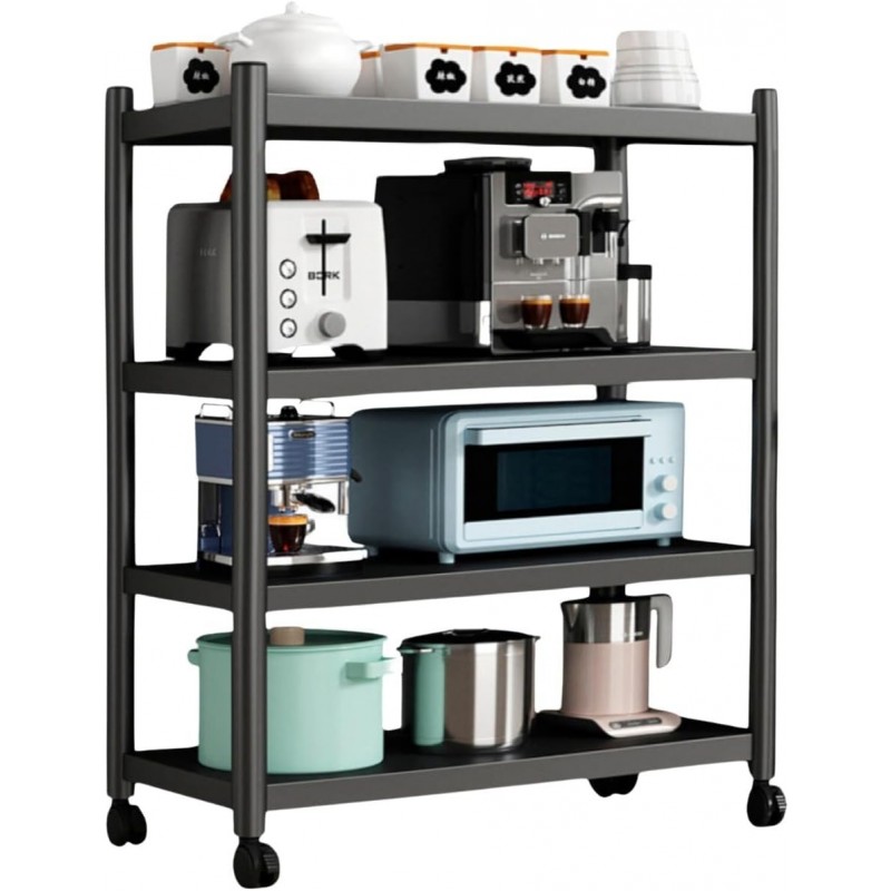 Étagère à Roulettes, Étagère de Rangement, Étagère sur Pied, Étagère Métallique Polyvalente, Meuble pour Cuisine, Salle de Bain,