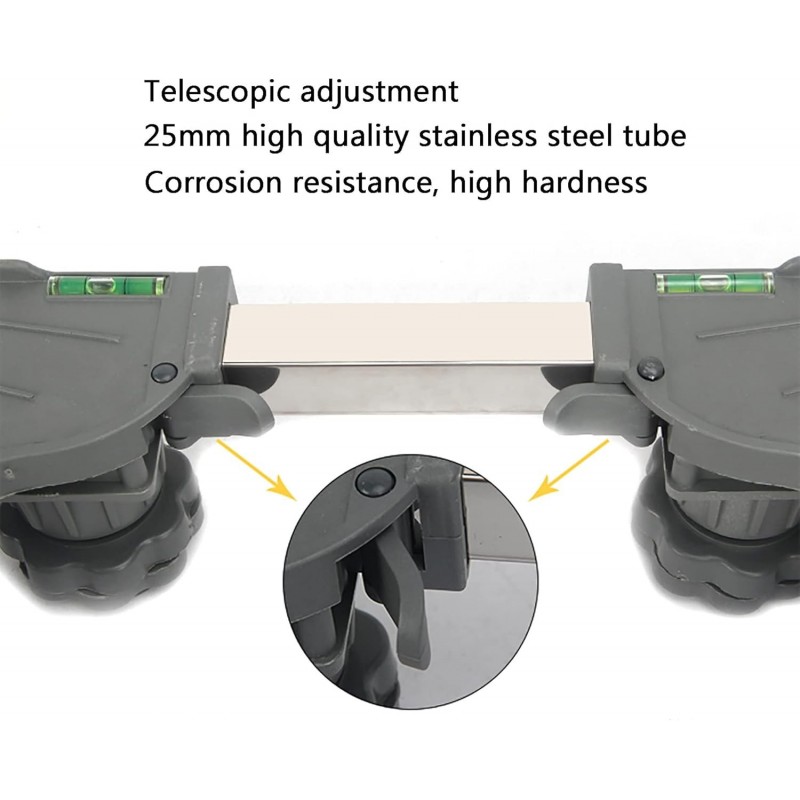 Base de Machine à Laver Réglable 45cm-65cm,Socle Lave Linge,Support Machine a Laver,avec 4 Pieds+4 Roues,Antidérapant Stent