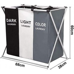 Panier à Linge Pliable Triple Corbeille