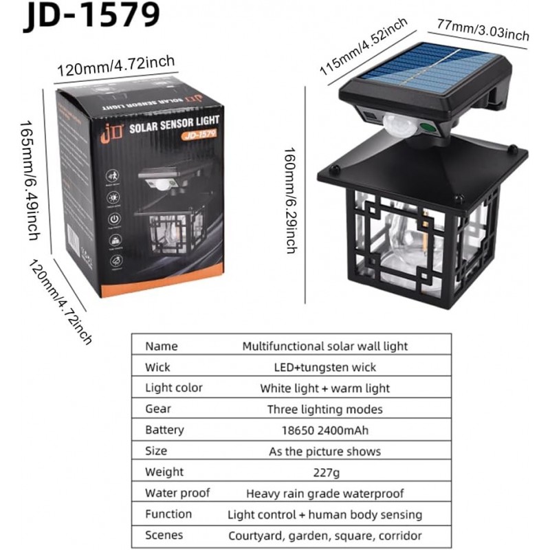 Lampada solare da giardino con sensore di movimento, IP65, imformeabile, a LED, for esterni, lampada solare con sensore di