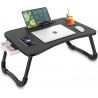 Zapuno Foldable Laptop Bed Table Multi-Function Lap Serving Tray Dining Table with Storage Drawer and Water Bottle Holder, Slot