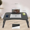 Zapuno Foldable Laptop Bed Table Multi-Function Lap Serving Tray Dining Table with Storage Drawer and Water Bottle Holder, Slot