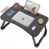 Zapuno Foldable Laptop Bed Table Multi-Function Lap Serving Tray Dining Table with Storage Drawer and Water Bottle Holder, Slot