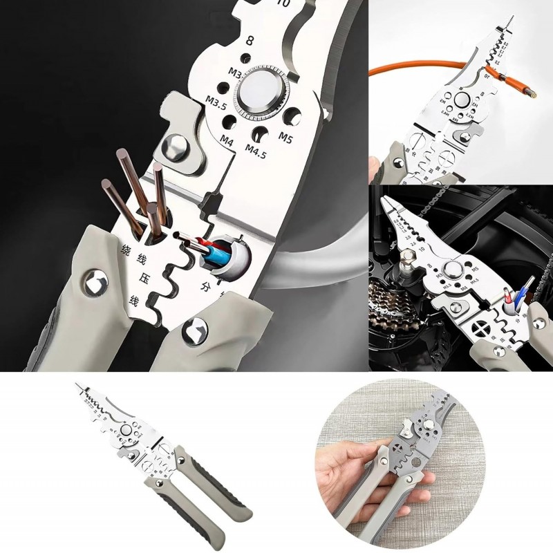 Pince à dénuder multifonctionnelle, pince à sertir, outil de dénudage automatique réglable, en acier inoxydable, pince à dénuder