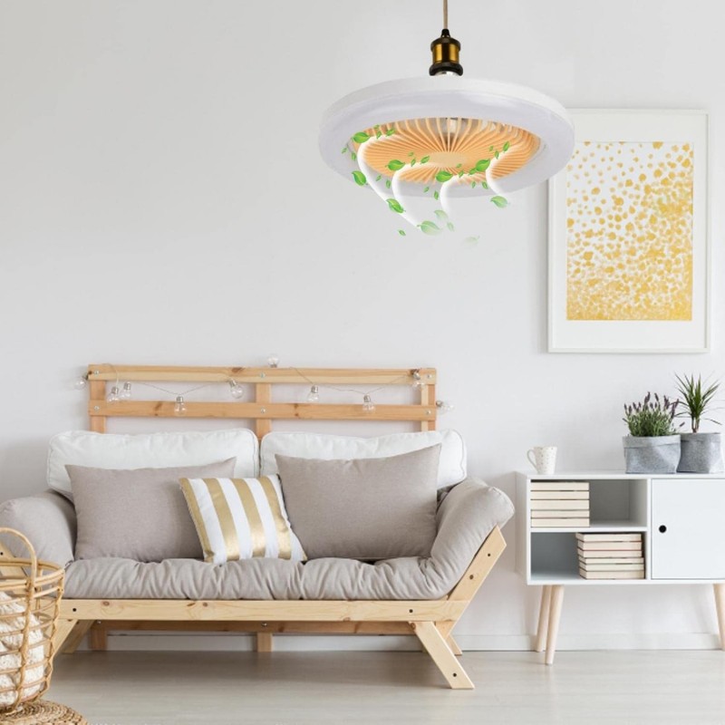 LED Ceiling Fan With Lights, 30W Flush Ceiling Fan Lamp With Remote Control, Electric Ceiling Fan 3-Color 3 Levels Wind Speeds,