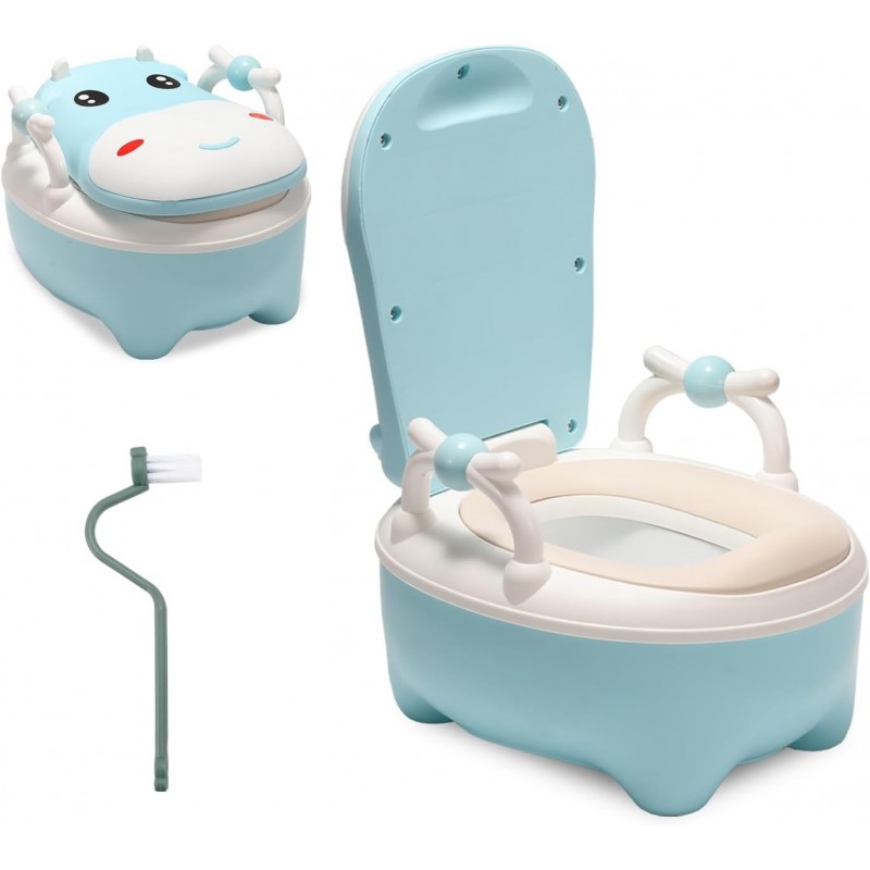 Jopassy Pot pour enfants, pot pour enfant avec motif vache, type de tiroir, toilettes avec poignées, brosse, coussin en