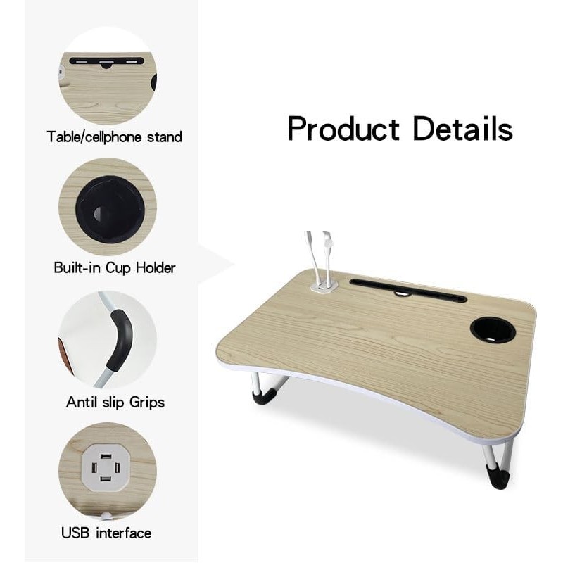 Iacob Laptop Bed Table Lap Standing Desk for Sofa Breakfast, Laptop Desk Folding Coffee Tray Notebook Stand Reading Holder for