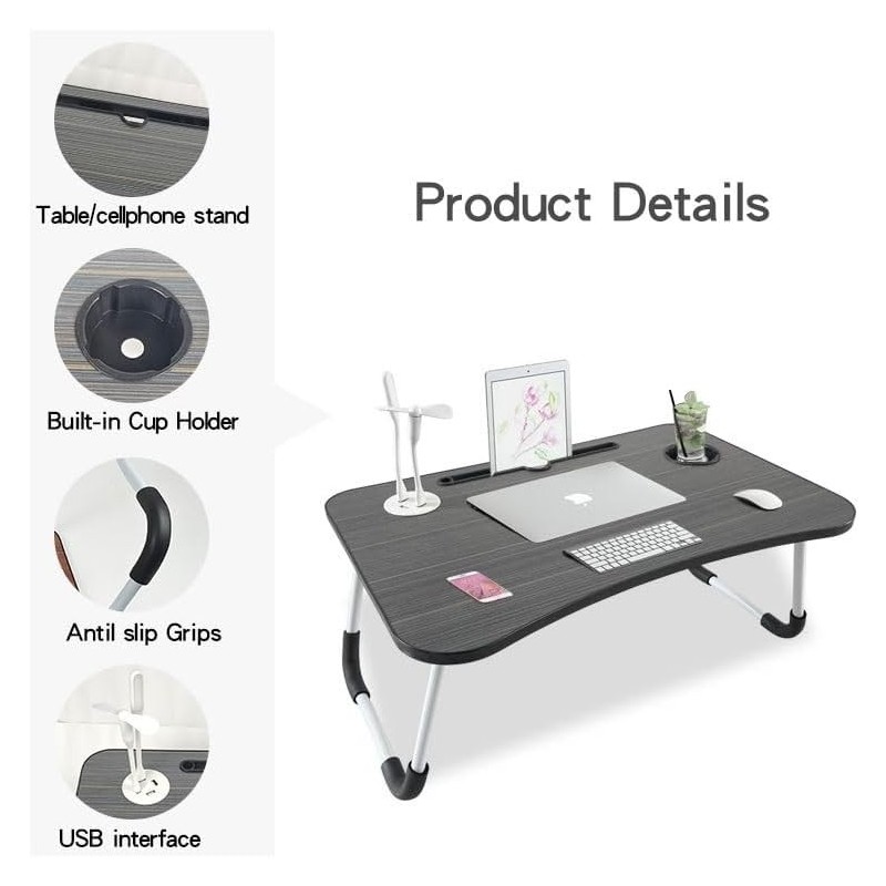 Iacob Laptop Bed Table Lap Standing Desk for Sofa Breakfast, Laptop Desk Folding Coffee Tray Notebook Stand Reading Holder for