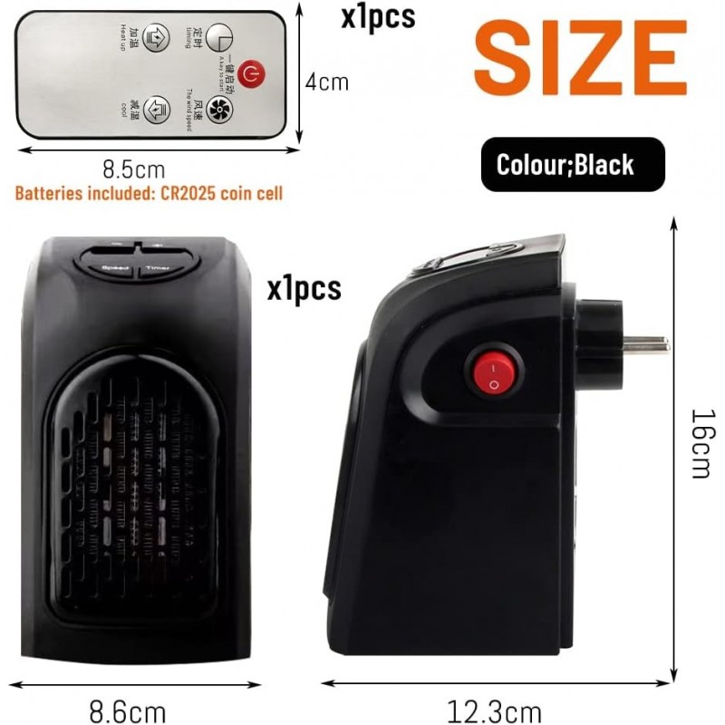 Chauffage d'Appoint Hillylolly 400W Chauffage Soufflant Ceramique, Radiateur Soufflant Silencieux, mini Chauffage Soufflant,