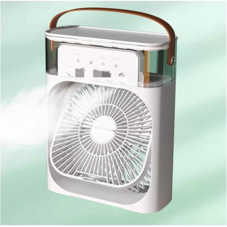 Mini Fan Air Conditioning Cooler, Small USB Desk Fan 5 Holes Humidification Air Conditioning 3 Speeds Wind for Indoor or Outdoor