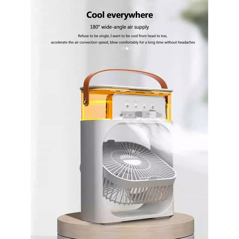 Mini Fan Air Conditioning Cooler, Small USB Desk Fan 5 Holes Humidification Air Conditioning 3 Speeds Wind for Indoor or Outdoor