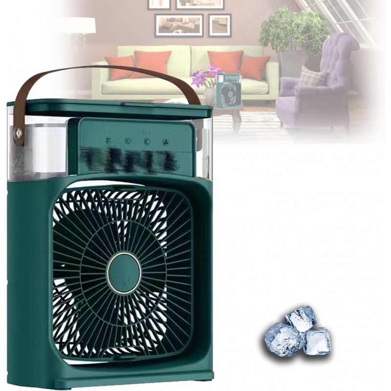 Mini Fan Air Conditioning Cooler, Small USB Desk Fan 5 Holes Humidification Air Conditioning 3 Speeds Wind for Indoor or Outdoor