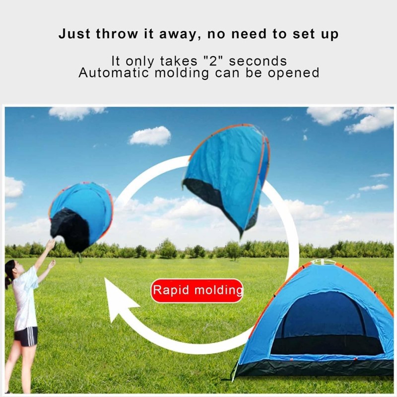 Pop-up Outdoor Camping Tent, Two Wide Doors Portable Travel Tent, Dome Tent with Bag, Suitable for Camping Backpacking Outdoor