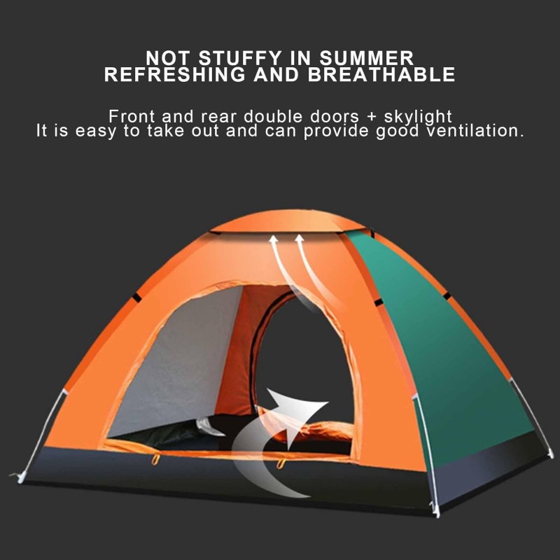 Pop-up Outdoor Camping Tent, Two Wide Doors Portable Travel Tent, Dome Tent with Bag, Suitable for Camping Backpacking Outdoor