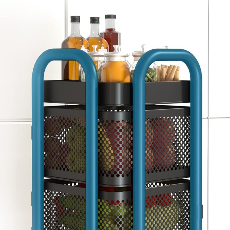 Corbeille À Fruits À 4 Étages for La Cuisine,Support À Légumes Rotatif, Paniers De Cuisine Avec Roues, Paniers À Légumes Et