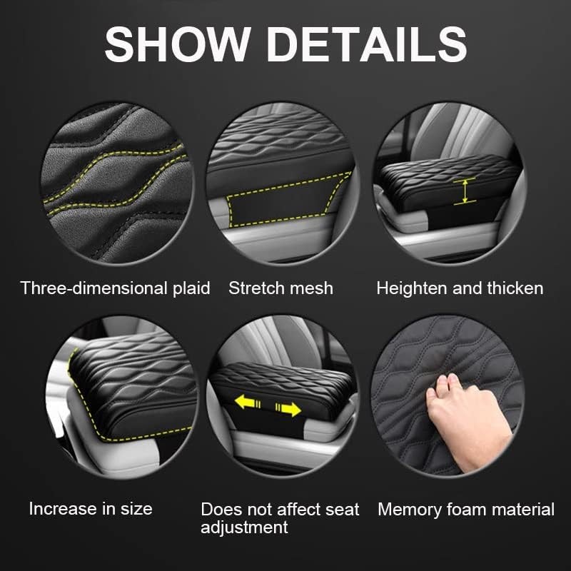 Console CentraleVoiture Boîte De Rangement Coussin D'accoudoir Voiture Universel Étanche en Cuir PU Souple Anti-Rayures Housse